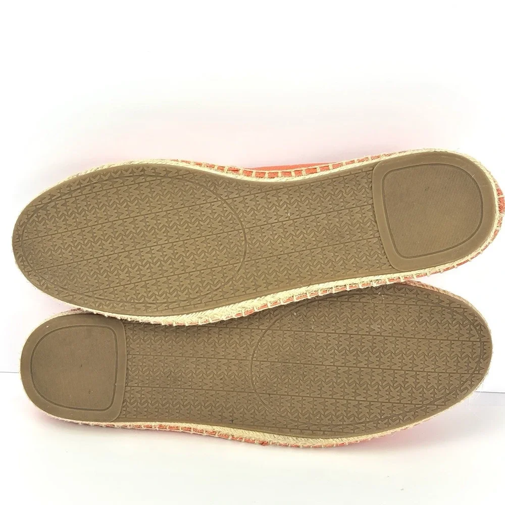 Michael Kors Kendrick Espadrille Flats Shoes Spiced Coral Leather Women's 9.5M